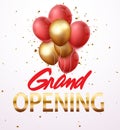 Grand opening ceremony with red balloon, gold and confetti Royalty Free Stock Photo