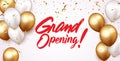 Grand opening ceremony with red balloon, gold and confetti Royalty Free Stock Photo