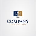 Law education logo Design Template. Scales Justice Book Logo Design Symbol Law Justice. Master lawyer company logotype open book Royalty Free Stock Photo