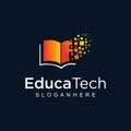 Book Digital Tech Logo design vector stock. Education tech logo design Icon Mosaic Pixel