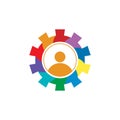 Gear Group Logo Icon Design. People Gear Logo vector icon.