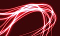 Abstract white line neon light curve wave on red design luxury futuristic technology background vector Royalty Free Stock Photo