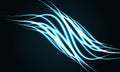 Abstract white line neon light curve wave on dark blue design luxury futuristic technology background vector Royalty Free Stock Photo
