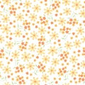 Seamless Light Orange Yellow Flower And Orange Tiny Flower Pattern With White Color Background Royalty Free Stock Photo