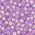 Seamless Creamy White Flower, Tiny Pink Flower With Lilac Color Background