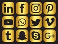 Set of popular social media golden icons Royalty Free Stock Photo