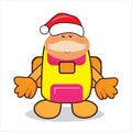 Printillustration of a school bag mascot with a santa clous head