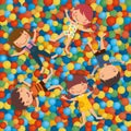 Kids playing in a ball pit, kids on a playground, vector, Illustration