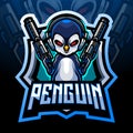 Penguin gunner mascot. esport logo design