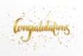 Congratulations sign letters banner with colorful confetti and balloon Royalty Free Stock Photo