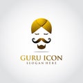 Guru icon logo template. Luxury color gold. head concept iconic. Vector Illustrator eps.10