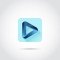 3D Blue Play Icon for apps android or iphone. Vector Illustrator eps.10 Royalty Free Stock Photo