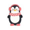 Cute Winter Penguin Illustration. cute penguin wearing warm clothes