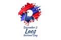 December 2, National Day of Laos vector illustration. Royalty Free Stock Photo