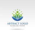 Blue and green Abstract logo template. people and nature for healt. Vector illustrator eps.10 Royalty Free Stock Photo