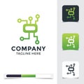 Abstract frog technology logo design template.