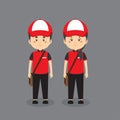 Couple Character Wearing Delivery Uniform