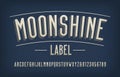 Moonshine Label alphabet font. Vintage letters and numbers. Royalty Free Stock Photo