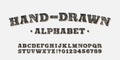 Hand-Drawn alphabet font. Serif bold letters and numbers.