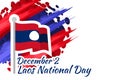 December 2, National Day of Laos vector illustration. Royalty Free Stock Photo