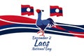 December 2, National Day of Laos vector illustration. Royalty Free Stock Photo