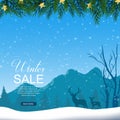 Winter sale with Reindeers in snow background Royalty Free Stock Photo