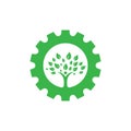 Green Gear Tree Logo. Eco Gear Icon. Success Icon, Royalty Free Stock Photo