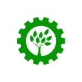 Green Gear Tree Logo. Eco Gear Icon. Success Icon, Royalty Free Stock Photo