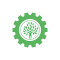 Green Gear Tree Logo. Eco Gear Icon. Success Icon, Royalty Free Stock Photo