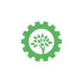 Green Gear Tree Logo. Eco Gear Icon. Success Icon, Royalty Free Stock Photo