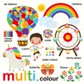 Learn multi-colors, Educate color and vocabulary set, Illustration of primary colors, Vector illustration Royalty Free Stock Photo