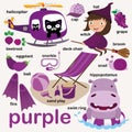 Learn purple color, Educate color and vocabulary set, Illustration of primary colors, Vector illustration Royalty Free Stock Photo