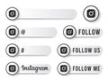 Instagram Buttons Collection with Black Logo. White Social Media Tags Set with Modern Icons, Symbol, Sing, Banner. 3D Round Button Royalty Free Stock Photo