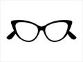 Retro icon cat`s eye lens glasses isolated on background, retro black-rimmed glasses Royalty Free Stock Photo