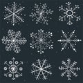 Seamless Snowflakes drawing collection, Vector, illustration Royalty Free Stock Photo