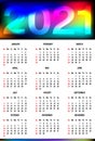 Abstract and colorful 2021 New Year calendar design