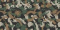 Green army camouflage, seamless pattern. Vector camo military background. Fabric textile print tamplate. Royalty Free Stock Photo