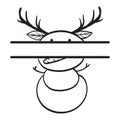 Hand Drawn Reindeer Snowman Split Monogram for crafting