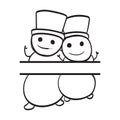 Hand Drawn Cute Baby Snowman Split Monogram