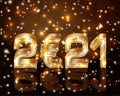 Golden New 2021 year with euro currency sign Royalty Free Stock Photo