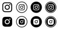 Instagram Logo - Vector - Set Collection - Black Silhouette Shape - Isolated. Instagram Latest Icon for Web Page, Mobile App or Pr