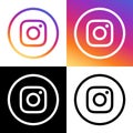 Instagram Logo - Vector - Set Collection - Black Silhouette Shape and Original Gradient - Isolated. Instagram Latest Icon for Web