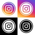 Instagram Logo - Vector - Set Collection - Black Silhouette Shape and Original Gradient - Isolated. Instagram Latest Icon for Web