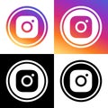 Instagram Logo - Vector - Set Collection - Black Silhouette Shape and Original Gradient - Isolated. Instagram Latest Icon for Web Royalty Free Stock Photo