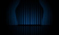 Realistic blue curtain open stage room vector background vector