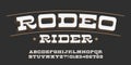 Rodeo Rider alphabet font. Type letters and numbers in retro style.