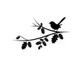 Bird Silhouette on Branch Vector. Wall Decals, wall artwork, Art Decoration. Birds Silhouette on tree isolated