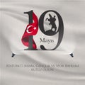 19 May, Commemoration of Ataturk, Youth and Sports Day Turkey celebration card. Republic, festival. Royalty Free Stock Photo