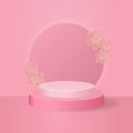 Elegant pink podium stage render template for product display.