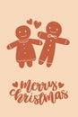 Christmas Card. Holiday greeting card with Christmas eve. Love Card.